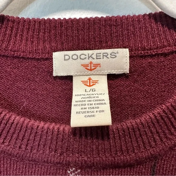 Dockers Men’s Size Large Comfort Touch Easy Care Burgundy Pullover Sweater - Picture 7 of 10